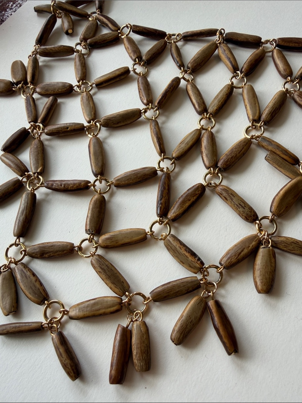 Wooden Bead Bib Necklace - Brown - Picture 4 of 6